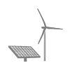Solar panel and wind icon